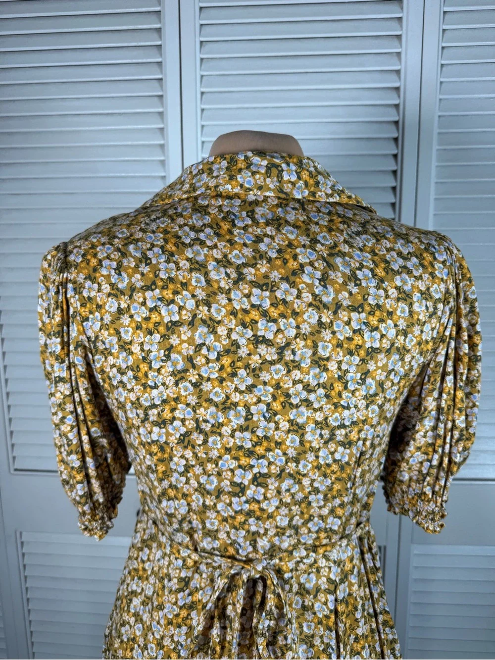 Free People Debbie-Jean Shirtdress Floral Maxi Dress Mustard Yellow Pockets M - Picture 11 of 16